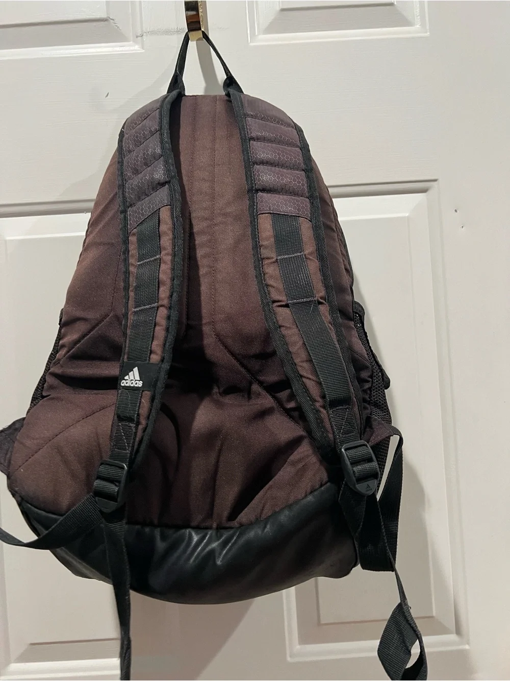adidas Men's Black Backpack with White Logo and Silver Stripes